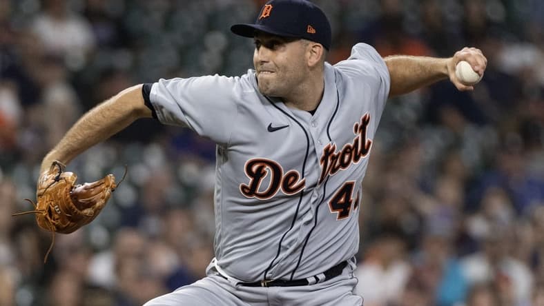 Apr 3, 2023; Houston, Texas, USA;  Detroit Tigers starting pitcher Matthew Boyd (48) pitches against the Houston Astros in the first inning at Minute Maid Park. Mandatory Credit: Thomas Shea-USA TODAY Sports