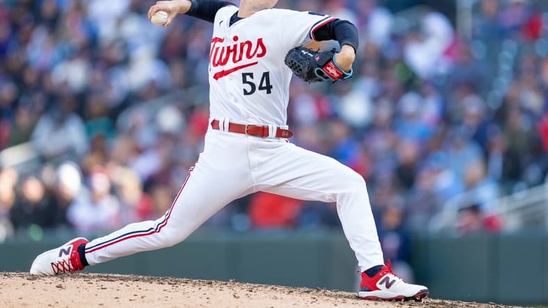 Apr 7, 2023; Minneapolis, Minnesota, USA; Minnesota Twins starting pitcher Sonny Gray (54) pitches to the Houston Astros in the fifth inningat Target Field. Mandatory Credit: Matt Blewett-USA TODAY Sports