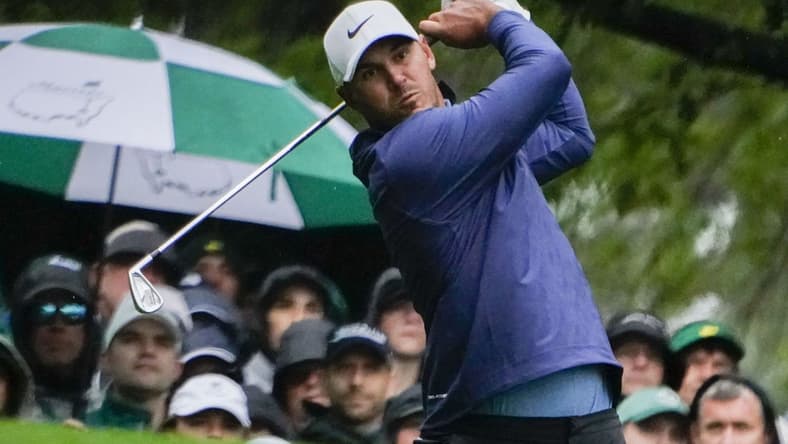 Apr 8, 2023; Augusta, Georgia, USA; Brooks Koepka tees off on the fourth hole during the third round of The Masters golf tournament. Mandatory Credit: Danielle Parhizkaran-USA TODAY Network