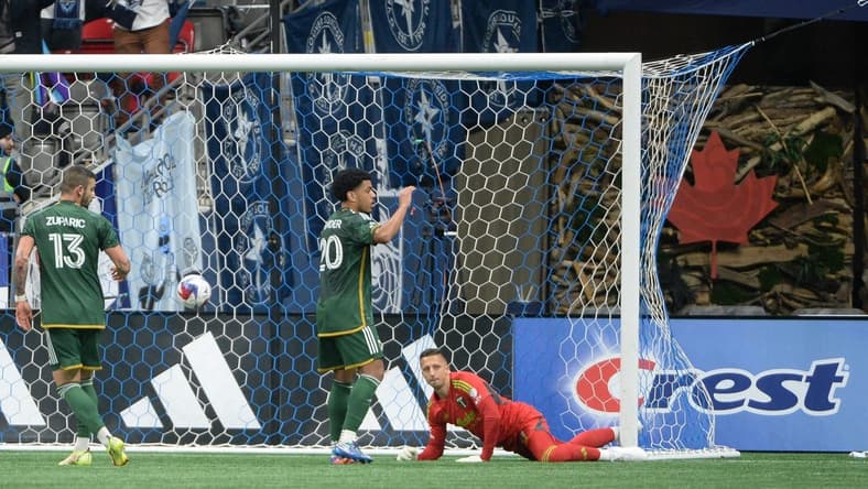 Apr 8, 2023; Vancouver, British Columbia, CAN; Portland Timbers goalkeeper AljaZ Ivacic (31) reacts after conceding a goal during the second half at BC Place. Mandatory Credit: Anne-Marie Sorvin-USA TODAY Sports