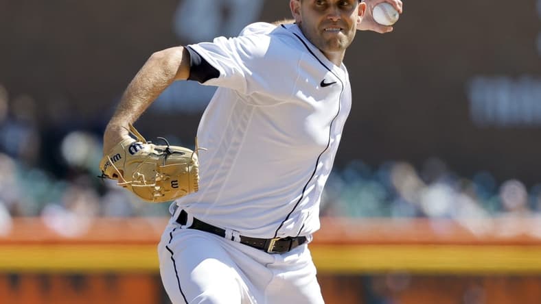 Apr 9, 2023; Detroit, Michigan, USA; Detroit Tigers starting pitcher Matthew Boyd (48) pitches in the fifth inning against the Boston Red Sox at Comerica Park. Mandatory Credit: Rick Osentoski-USA TODAY Sports