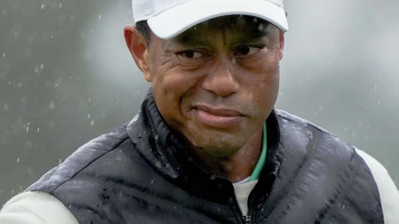 Apr 8, 2023; Augusta, Georgia, USA; Tiger Woods reacts after putting on the 18th green during the second round of The Masters golf tournament. Mandatory Credit: Rob Schumacher-USA TODAY NetworkPga Masters Tournament Second Round
Syndication The Augusta Chronicle
Syndication Arizona Republic