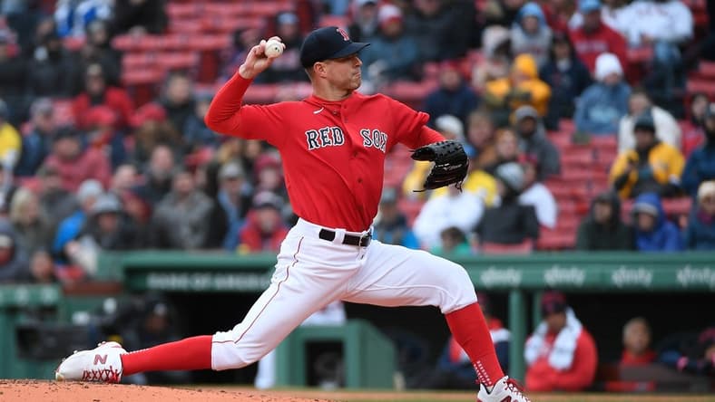 Apr 5, 2023; Boston, Massachusetts, USA; Boston Red Sox starting pitcher Corey Kluber (28) pitches against the Pittsburgh Pirates at Fenway Park. Mandatory Credit: Eric Canha-USA TODAY Sports