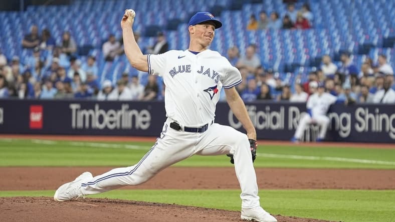 Apr 13, 2023; Toronto, Ontario, CAN; Toronto Blue Jays starting pitcher Chris Bassitt (40) pitches to the Detroit Tigers during the second inning at Rogers Centre. Mandatory Credit: John E. Sokolowski-USA TODAY Sports