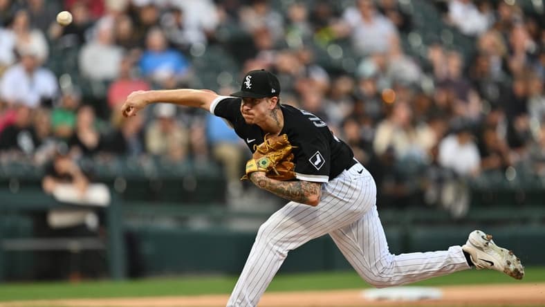 Apr 14, 2023; Chicago, Illinois, USA;  Chicago White Sox pitcher Mike Clevinger (52) pitches in the second inning against the Baltimore Orioles at Guaranteed Rate Field. Mandatory Credit: Jamie Sabau-USA TODAY Sports