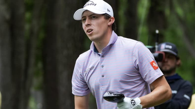 Apr 13, 2023; Hilton Head, South Carolina, USA; Matthew Fitzpatrick watches his tee shot during the first round of the RBC Heritage golf tournament. Mandatory Credit: David Yeazell-USA TODAY Sports