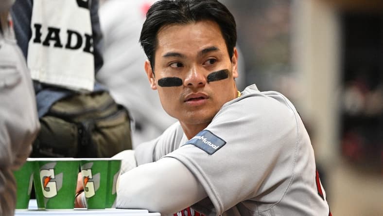 Apr 21, 2023; Milwaukee, Wisconsin, USA; Boston Red Sox shortstop Yu Chang (20) in the dug out against the Milwaukee Brewers at American Family Field. Mandatory Credit: Michael McLoone-USA TODAY Sports