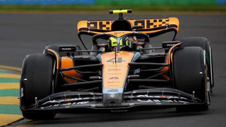 McLaren's Lando Norris during practice at the Melbourne Grand Prix Circuit on March 31, 2023.