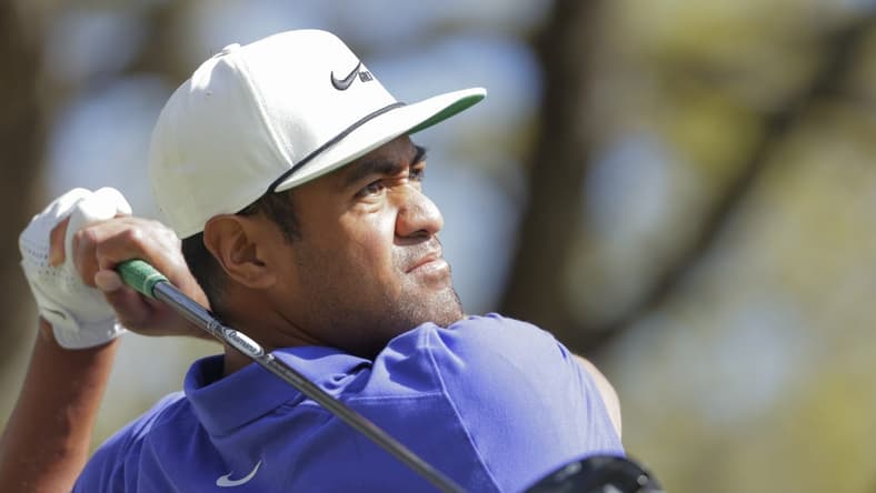 Mar 25, 2021; Austin, Texas, USA; Tony Finau on #1 tee box during the second day of the WGC Dell Technologies Match Play golf tournament at Austin Country Club. Mandatory Credit: Erich Schlegel-USA TODAY Sports