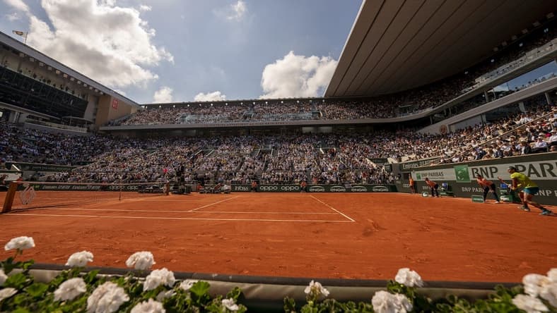 June 5, 2022; Paris, France; General view of Court Philippe Chatrier for the Rafael Nadal (ESP) and Casper Ruud (NOR) men s final on day 15 of the French Open at Stade Roland-Garros. Mandatory Credit: Susan Mullane-USA TODAY Sports