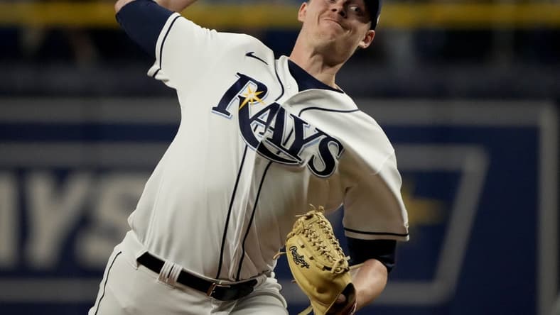 Sep 7, 2022; St. Petersburg, Florida, USA; Tampa Bay Rays relief pitcher Pete Fairbanks (29) throws a pitch in the ninth inning against the Boston Red Sox at Tropicana Field. Mandatory Credit: Dave Nelson-USA TODAY Sports