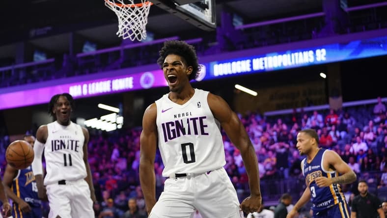 NBA G League Ignite guard Scoot Henderson entered a strategic partnership with Stephen Curry. Mandatory Credit: Lucas Peltier-USA TODAY Sports