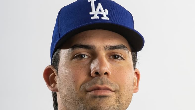 Feb 22, 2023; Glendale, AZ, US; Los Angeles Dodgers pitcher Tyler Cyr poses for a portrait during photo day at Camelback Ranch. Mandatory Credit: Mark J. Rebilas-USA TODAY Sports