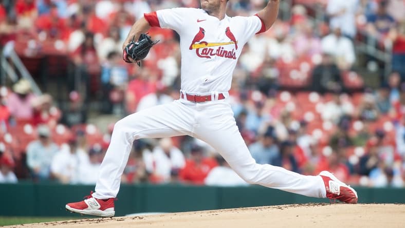 Apr 15, 2023; St. Louis, Missouri, USA; St. Louis Cardinals starting pitcher Steven Matz (32) delivers the pitch in the first inning at Busch Stadium. Mandatory Credit: Paul Halfacre-USA TODAY Sports