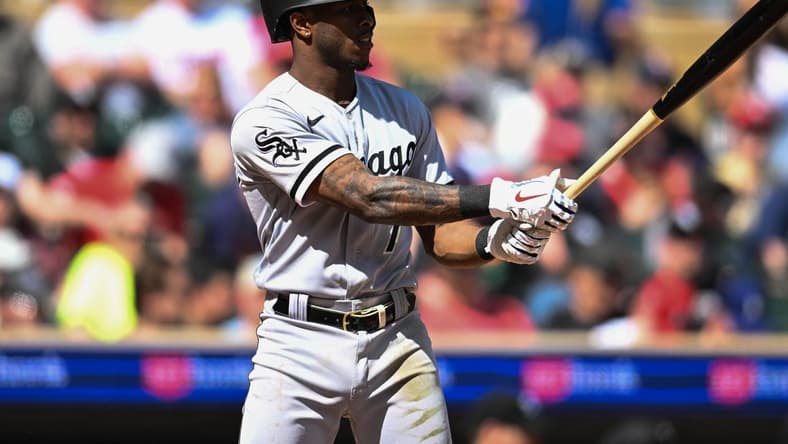 Apr 10, 2023; Minneapolis, Minnesota, USA; Chicago White Sox shortstop Tim Anderson (7) in action against the Minnesota Twins at Target Field. Mandatory Credit: Jeffrey Becker-USA TODAY Sports