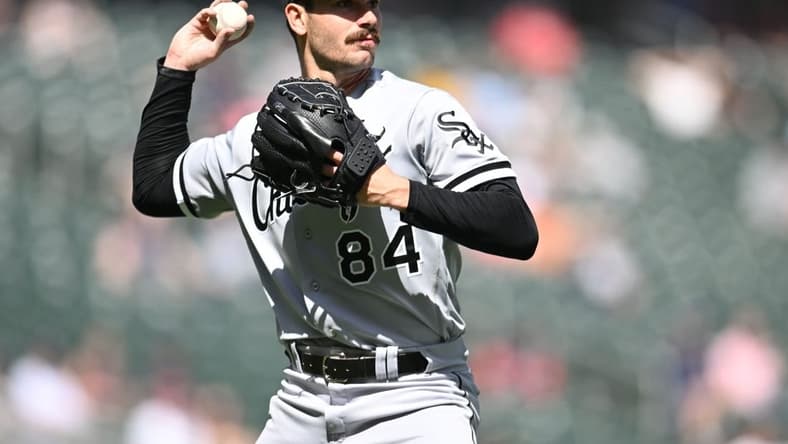 Apr 10, 2023; Minneapolis, Minnesota, USA; Chicago White Sox starting pitcher Dylan Cease (84) in action against the Minnesota Twins at Target Field. Mandatory Credit: Jeffrey Becker-USA TODAY Sports