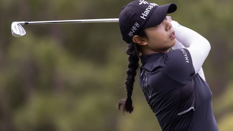 Apr 21, 2023; The Woodlands, Texas, USA;  Patty Tavatanakit  (THA) drives off the 17th tee during the second round of The Chevron Championship golf tournament. Mandatory Credit: Thomas Shea-USA TODAY Sports