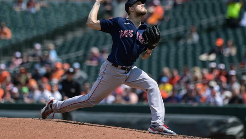 Apr 26, 2023; Baltimore, Maryland, USA;  Boston Red Sox starting pitcher Tanner Houck (89) throws a pitch during the second inning against the Baltimore Orioles  at Oriole Park at Camden Yards. Mandatory Credit: Tommy Gilligan-USA TODAY Sports