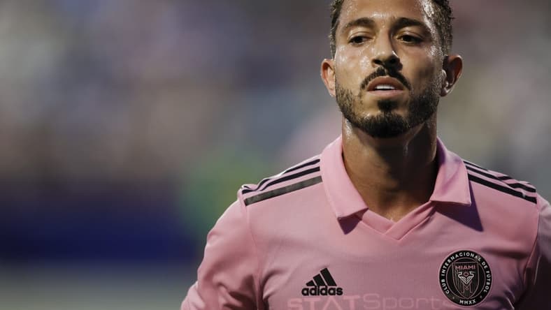 Apr 26, 2023; Miami, FL, USA; Inter Miami CF midfielder Jean Mota (7) looks on during the first half against Miami FC at FIU Stadium. Mandatory Credit: Sam Navarro-USA TODAY Sports