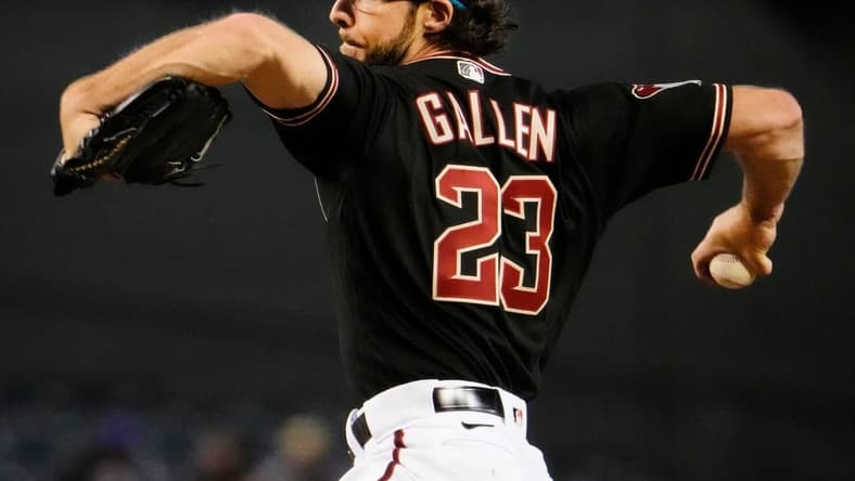Arizona Diamondbacks starting pitcher Zac Gallen (23) throws to the Kansas City Royals in the second inning at Chase Field in Phoenix on April 26, 2023.

Mlb Royals At D Backs