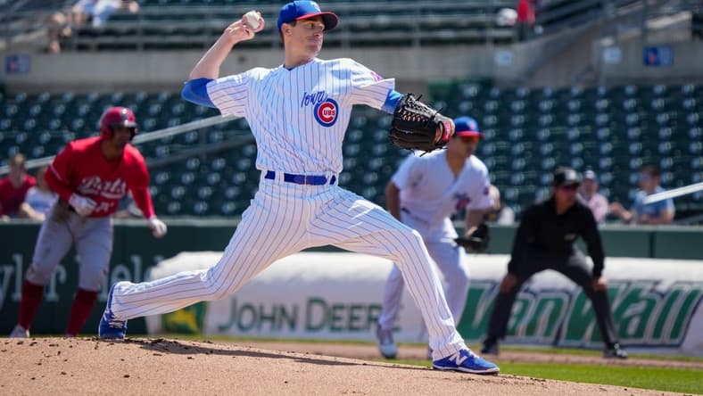 Kyle Hendricks pitches for the Iowa Cubs during a game against Louisville at Principal Park, Thursday, April 27, 2023.
Hendricks1 Jpg