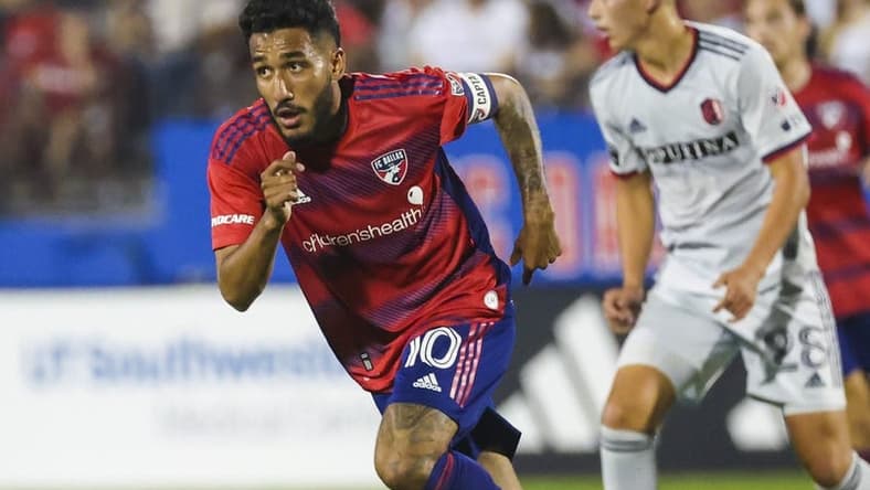 May 6, 2023; Frisco, Texas, USA; FC Dallas forward Jesus Ferreira (10) in action during the game against St. Louis City at Toyota Stadium. Mandatory Credit: Kevin Jairaj-USA TODAY Sports