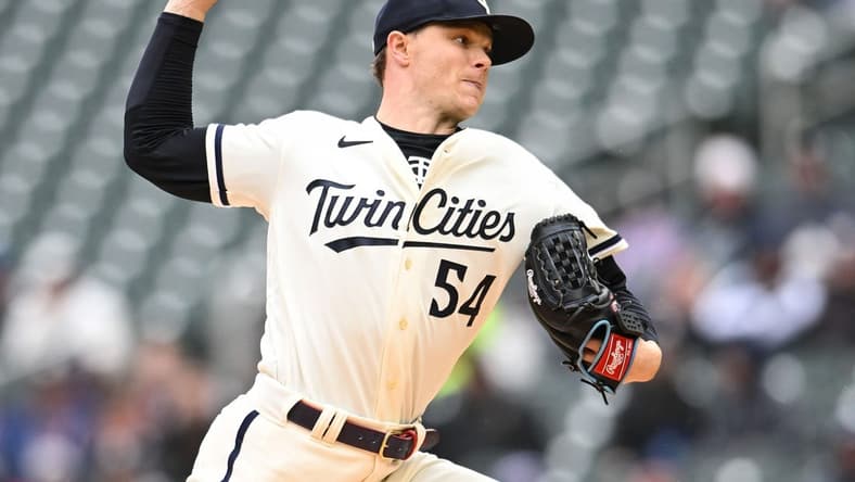 Apr 30, 2023; Minneapolis, Minnesota, USA; Minnesota Twins starting pitcher Sonny Gray (54) in action against the Kansas City Royals at Target Field. Mandatory Credit: Jeffrey Becker-USA TODAY Sports
