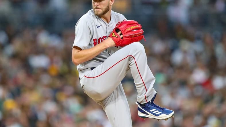 May 20, 2023; San Diego, California, USA; Boston Red Sox starting pitcher Chris Sale (41) throws a pitch in the first inning against the San Diego Padres	 at Petco Park. Mandatory Credit: David Frerker-USA TODAY Sports