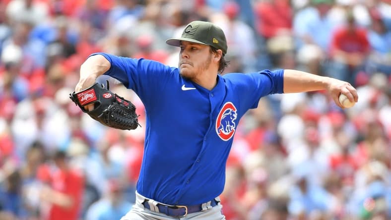 May 21, 2023; Philadelphia, Pennsylvania, USA; Chicago Cubs starting pitcher Justin Steele (35) throws a pitch against the Philadelphia Phillies during the fifth inning at Citizens Bank Park. Mandatory Credit: Eric Hartline-USA TODAY Sports