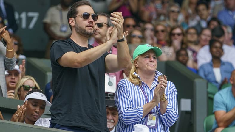 Jul 11, 2019; London, United Kingdom; Alexis Ohanian in attendance for the Serena Williams (USA) and Barbora Strycova (CZE) match on day 10 at the All England Lawn and Croquet Club. Mandatory Credit: Susan Mullane-USA TODAY Sports