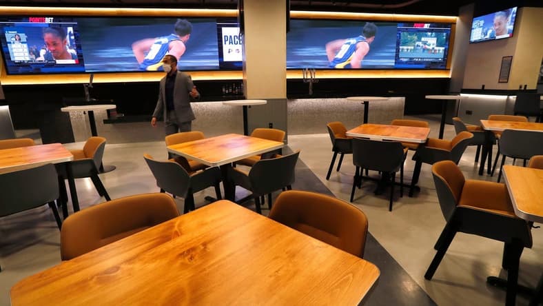 This is the new PointsBet Hardwood Club seen during the Fieldhouse of the Future Phase 1 Renovations Reveal and Media Walkthrough Thursday, Jan. 21, 2021 at Bankers Life Fieldhouse in downtown Indianapolis. The Fieldhouse chose to work towards offering different experiences from which patrons could choose.
A Tour Is Given During The Fieldhouse Of The Future Phase 1 Renovations Reveal And Media Walkthrough At Bankers Life Fieldhouse