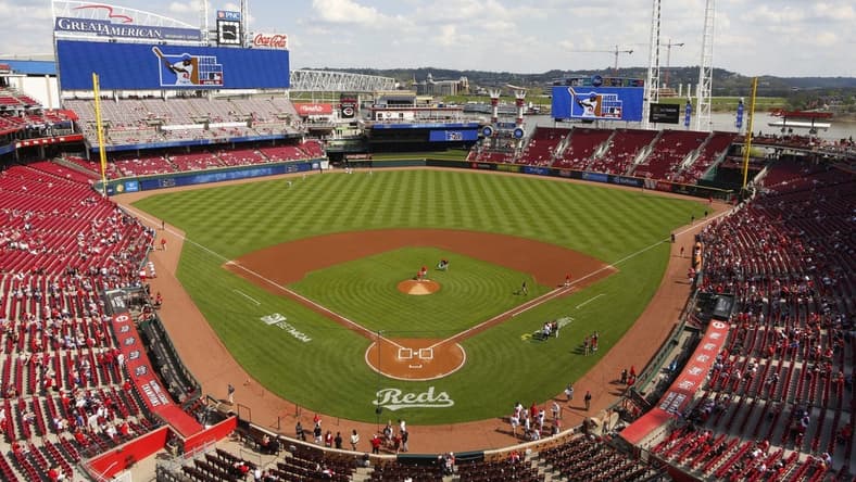 Apr 15, 2023; Cincinnati, Ohio, USA; A general view of Great American Ball Park before a game between the Philadelphia Phillies and the Cincinnati Reds. Mandatory Credit: David Kohl-USA TODAY Sports