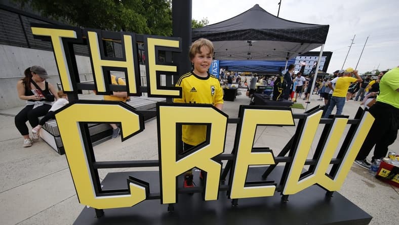 May 13, 2023; Columbus, Ohio, USA; Columbus Crew SC fan pose for a photo prior to the game between the Columbus Crew SC and the Orlando City SC at Lower.com Field. Mandatory Credit: Joseph Maiorana-USA TODAY Sports