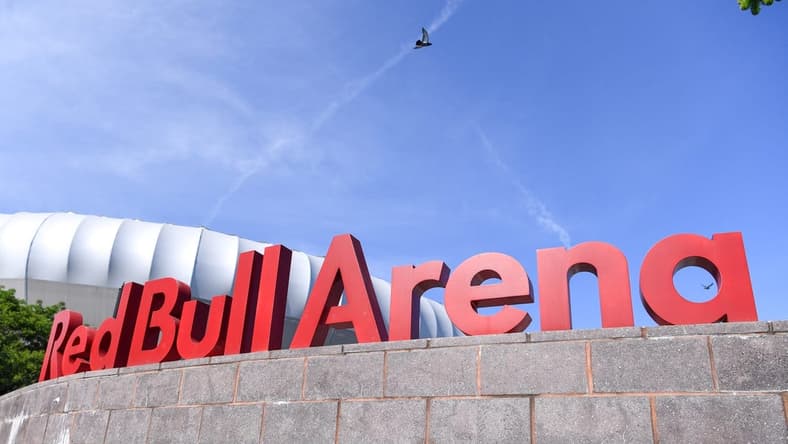 May 14, 2023; Harrison, New Jersey, USA; A general view of the signage outside Red Bull Arena prior to the match between New Jersey/New York Gotham FC and Orlando Pride. Mandatory Credit: Jonathan Jones-USA TODAY Sports