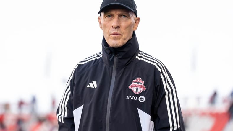 May 17, 2023; Toronto, Ontario, CAN; Toronto FC head coach Bob Bradley looks on against the New York Red Bulls before the first half at BMO Field. Mandatory Credit: Kevin Sousa-USA TODAY Sports
