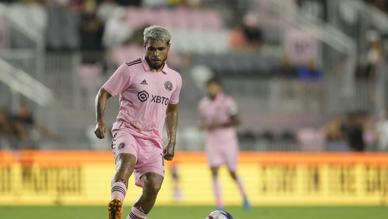 May 31, 2023; Fort Lauderdale, Florida, USA; Inter Miami forward Josef Martinez (17) in action against the New York Red Bulls at DRV PNK Stadium. Mandatory Credit: Sam Navarro-USA TODAY Sports