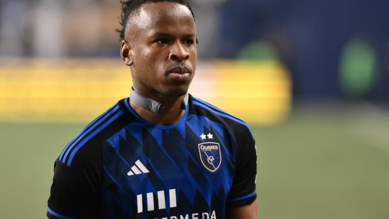 May 31, 2023; Seattle, Washington, USA; San Jose Earthquakes forward Jeremy Ebobisse (11) walks off the field after the game against the Seattle Sounders at Lumen Field. Mandatory Credit: Steven Bisig-USA TODAY Sports