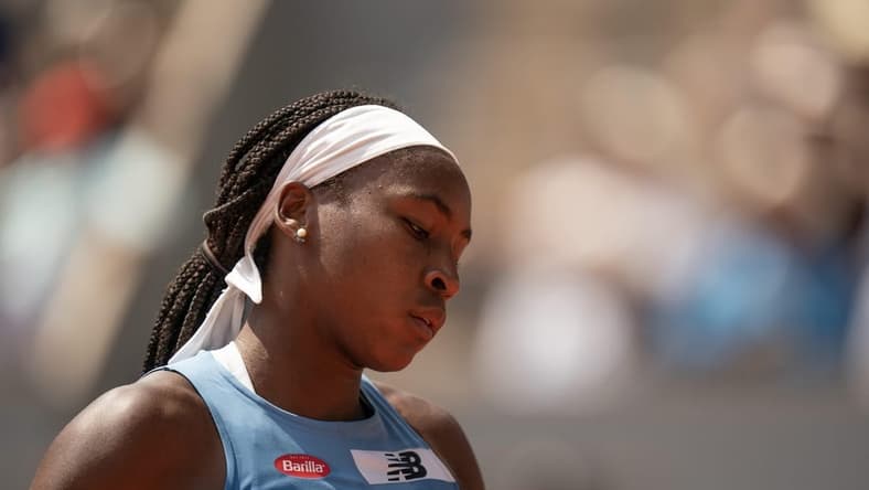 Jun 7 2023; Paris,France; Coco Gauff (USA) during her match against Iga Swiatek (POL) on day 11 at Stade Roland-Garros. Mandatory Credit: Susan Mullane-USA TODAY Sports