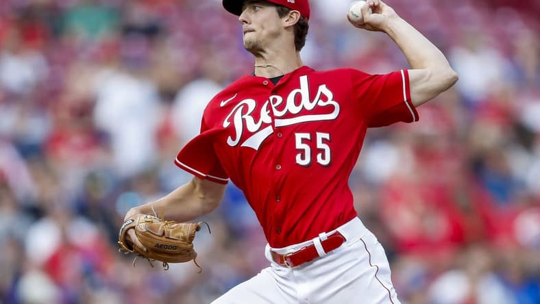 Jun 7, 2023; Cincinnati, Ohio, USA; Cincinnati Reds relief pitcher Brandon Williamson (55) pitches against the Los Angeles Dodgers in the first inning at Great American Ball Park. Mandatory Credit: Katie Stratman-USA TODAY Sports
