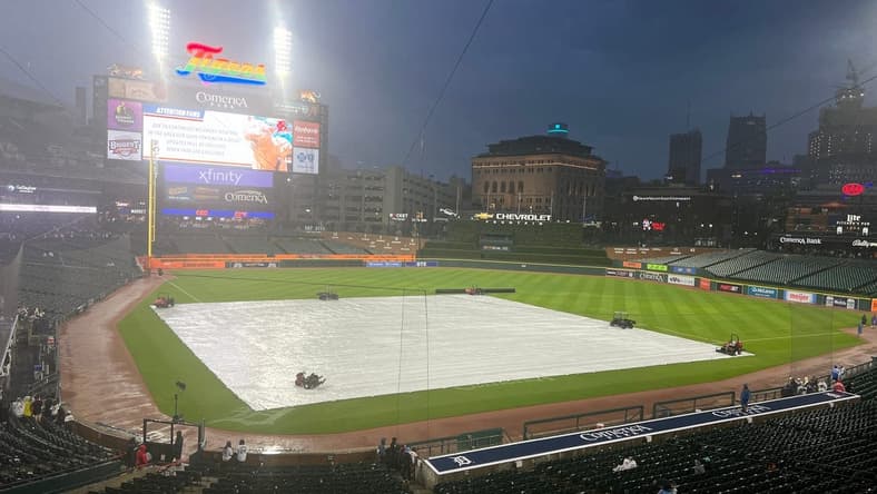 The Detroit Tigers and Atlanta Braves spent Tuesday, June 13, 2023, in a rain delay because of inclement weather at Comerica Park.