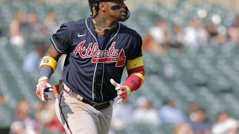 Jun 14, 2023; Detroit, Michigan, USA; Atlanta Braves center fielder Michael Harris II (23) hits a home run against the Detroit Tigers in the third inning at Comerica Park. Mandatory Credit: Rick Osentoski-USA TODAY Sports