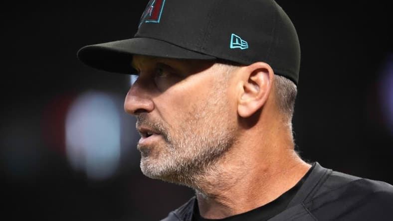 Jun 14, 2023; Phoenix, Arizona, USA; Arizona Diamondbacks manager Torey Lovullo (17) looks on against the Philadelphia Phillies during the third inning at Chase Field. Mandatory Credit: Joe Camporeale-USA TODAY Sports