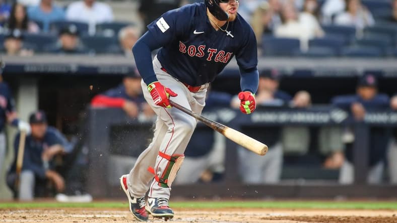 Jun 10, 2023; Bronx, New York, USA; Boston Red Sox right fielder Alex Verdugo (99) at Yankee Stadium. Mandatory Credit: Wendell Cruz-USA TODAY Sports