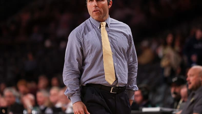 Feb 15, 2023; Atlanta, Georgia, USA; Georgia Tech Yellow Jackets head coach Josh Pastner on the sideline against the Virginia Tech Hokies in the first half at McCamish Pavilion. Mandatory Credit: Brett Davis-USA TODAY Sports