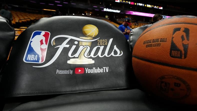 Jun 1, 2023; Denver, CO, USA; A detailed view of branded seat covers before the game between the Miami Heat and the Denver Nuggets in game one of the 2023 NBA Finals at Ball Arena. Mandatory Credit: Ron Chenoy-USA TODAY Sports