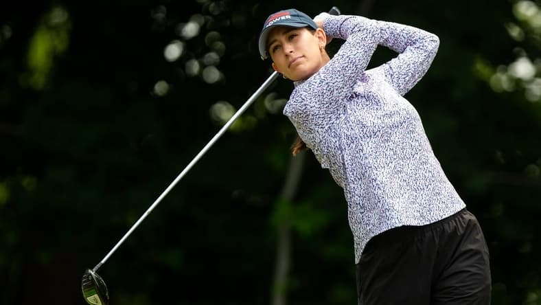 Cheyenne Knight tees off from the fourth hole during first round play of the Meijer LPGA Classic Thursday, June 15, 2023, at Blythefield Country Club in Belmont, MI.