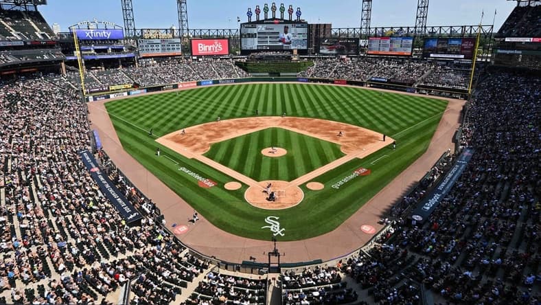 Jun 24, 2023; Chicago, Illinois, USA;  A general view of Guaranteed Rate Field during a game between the Chicago White Sox and the Boston Red Sox. Mandatory Credit: Jamie Sabau-USA TODAY Sports