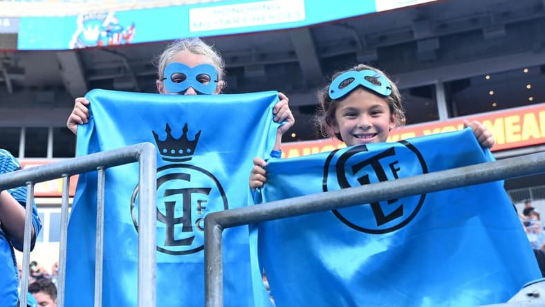 Jul 8, 2023; Charlotte, North Carolina, USA; Charlotte FC fans before the match against FC Cincinnati at Bank of America Stadium. Mandatory Credit: Griffin Zetterberg-USA TODAY Sportsfc