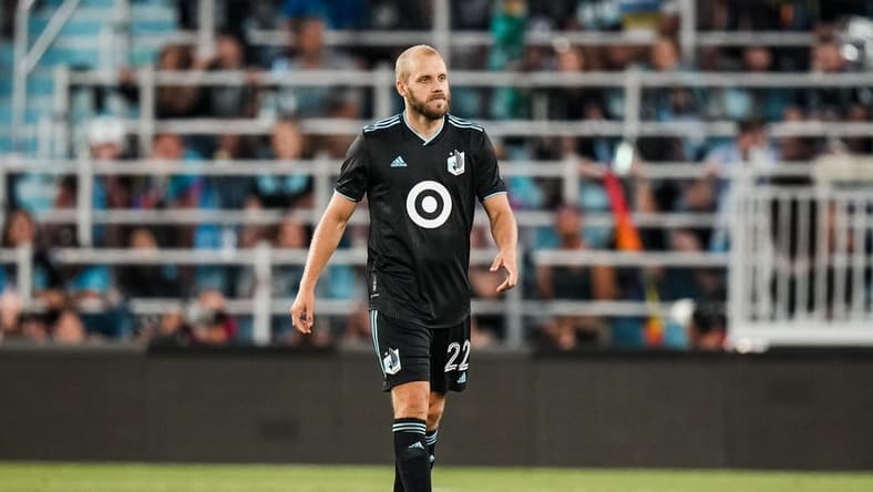 Jul 8, 2023; Saint Paul, Minnesota, USA; Minnesota United forward Teemu Pukki (22) looks on during the second half against Austin FC at Allianz Field. Mandatory Credit: Brace Hemmelgarn-USA TODAY Sports