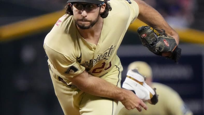 Arizona Diamondbacks Zac Gallen (23) pitches against the Pittsburgh Pirates at Chase Field in Phoenix on July 7, 2023.